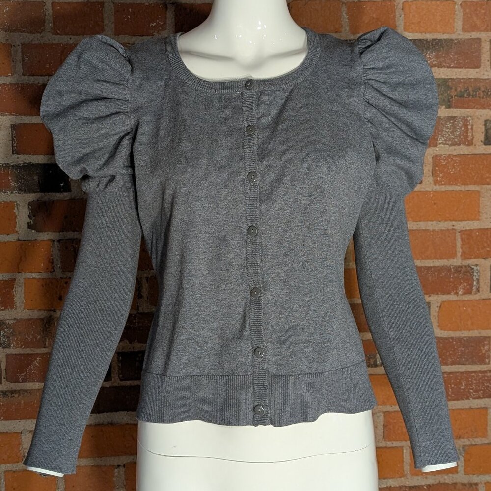 H&M Grey Ruffle Sleeve Cardigan